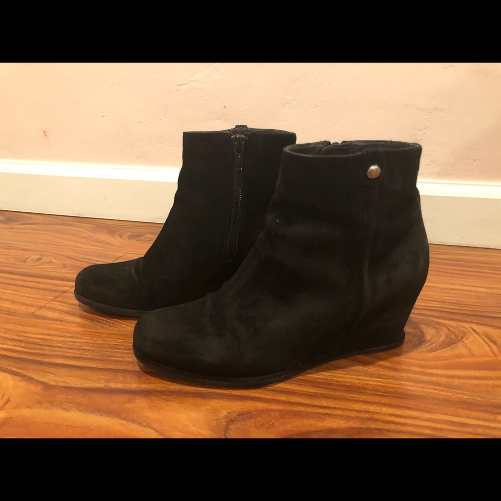Stuart Weitzman Black Suede Hidden Wedge Boost 5